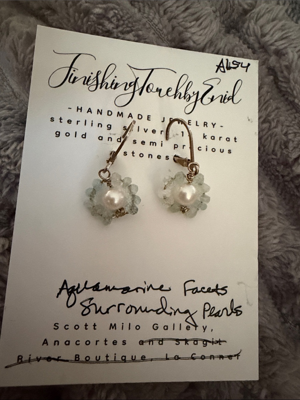 Aquamarine Halo Pearl Drop Earrings - Light Blue